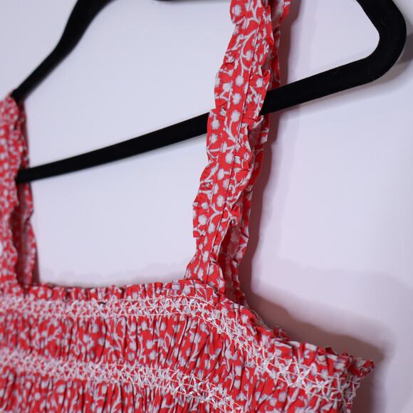 FRENCH CONNECTION Elao Rhodes Poplin Smocked Top Hibiscus in Pink Women's 12 - Picture 9 of 11